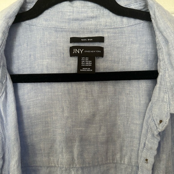 2X Blue Linen Button Down Jones New York - Picture 3 of 4